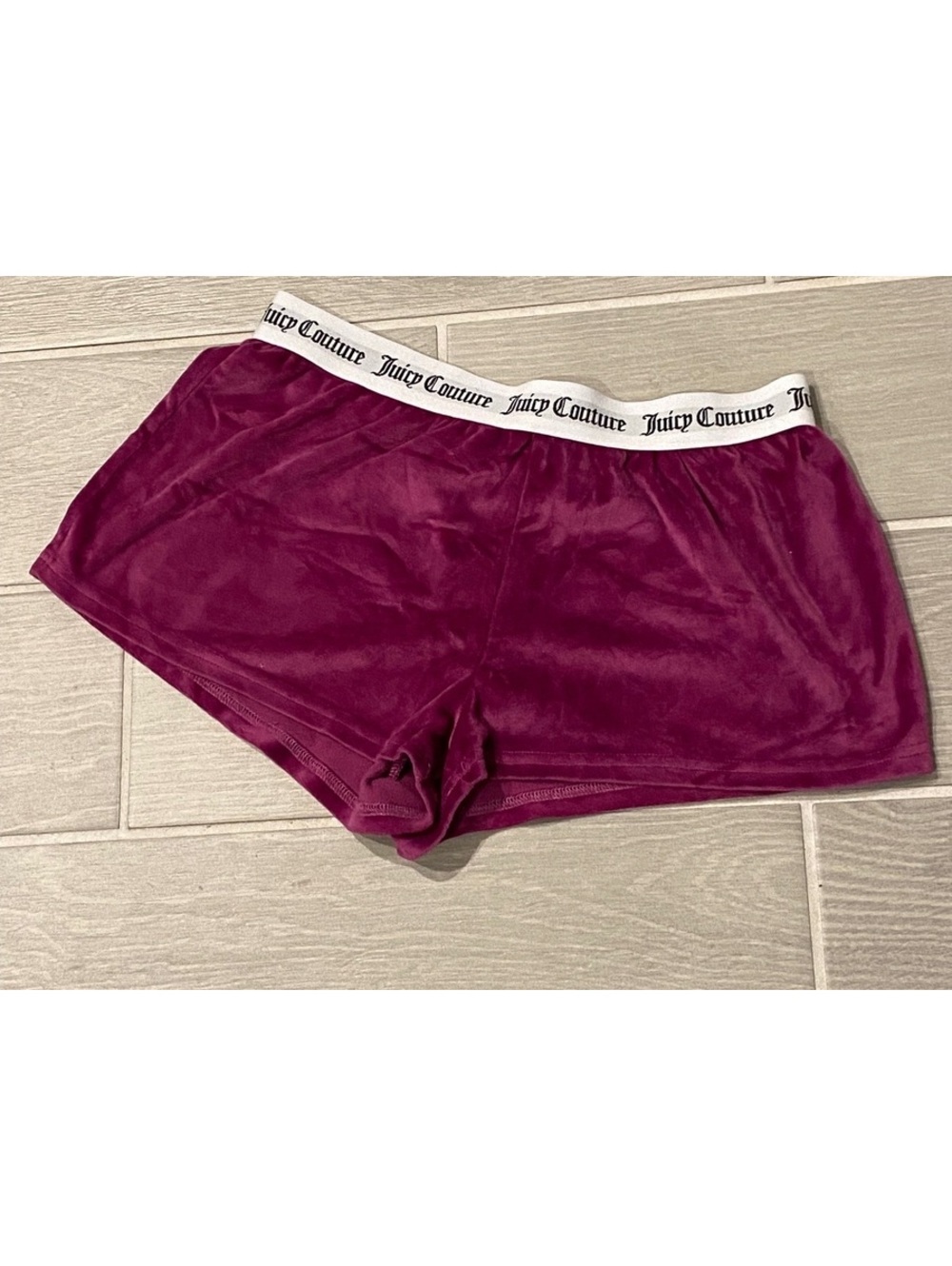 Juicy Couture Purple Velour Lounge Shorts with Logo Waistband
